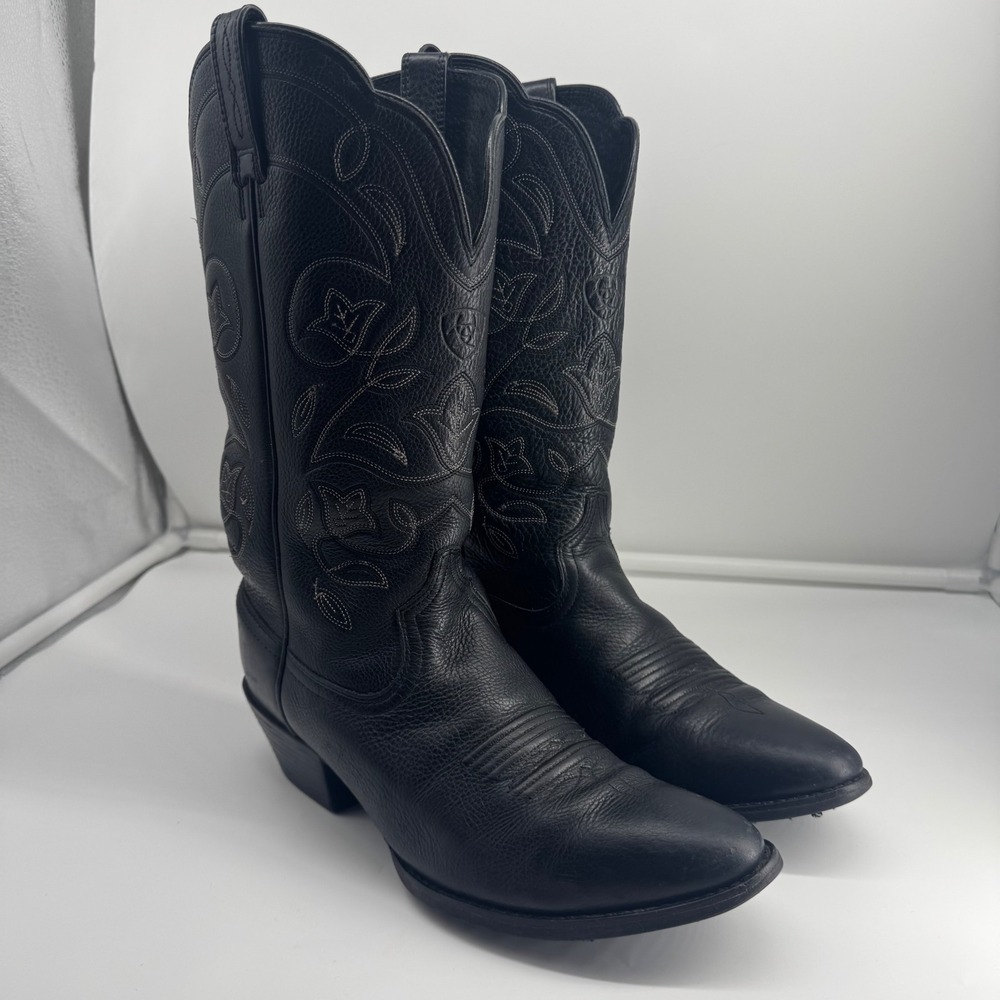 Ariat Women's Heritage R-Toe Western Boots - Black Deertan Leather - Size 8.5 B
